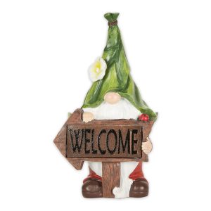 Garden Gnome Glowing Welcome Sign Solar Statue