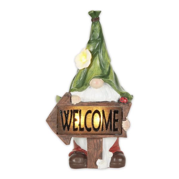 Garden Gnome Glowing Welcome Sign Solar Statue - Image 3