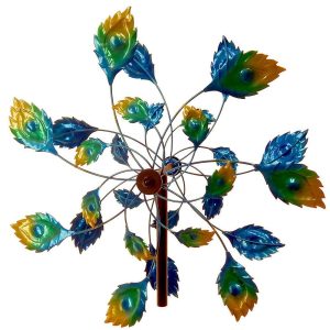 Peacock Tail Windmill Garden Stake