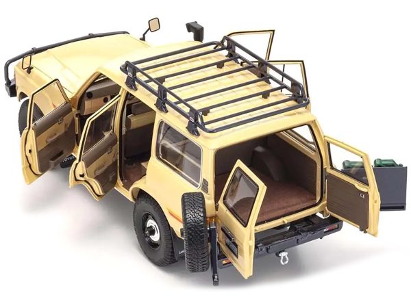 Toyota Land Cruiser 60 RHD (Right Hand Drive) Beige with Stripes and Roof Rack with Accessories 1/18 Diecast Model Car by Kyosho - Image 3
