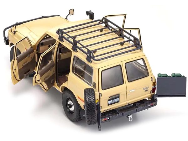 Toyota Land Cruiser 60 RHD (Right Hand Drive) Beige with Stripes and Roof Rack with Accessories 1/18 Diecast Model Car by Kyosho - Image 2