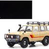 Toyota Land Cruiser 60 RHD (Right Hand Drive) Beige with Stripes and Roof Rack with Accessories 1/18 Diecast Model Car by Kyosho - Image 4