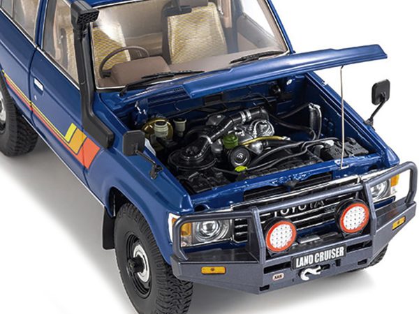 Toyota Land Cruiser 60 RHD (Right Hand Drive) Blue with Stripes and Roof Rack with Accessories 1/18 Diecast Model Car by Kyosho - Image 2