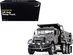 Mack Granite MP Dump Truck Stormy Gray Metallic and Black 1/34 Diecast Model by First Gear
