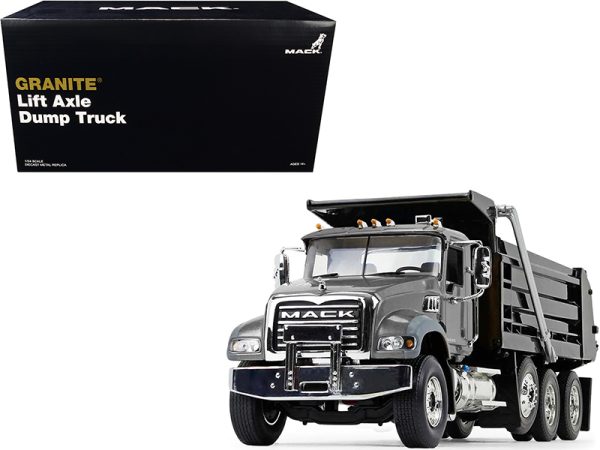 Mack Granite MP Dump Truck Stormy Gray Metallic and Black 1/34 Diecast Model by First Gear
