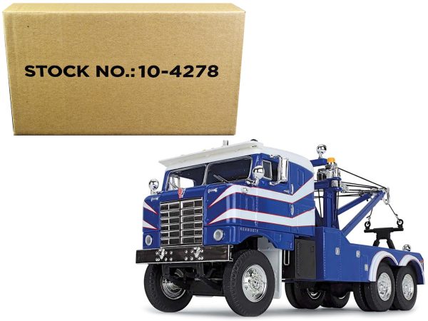 1953 Kenworth Bullnose Heavy-Duty Holmes Wrecker Tow Truck Rich Blue and White 1/34 Diecast Model by First Gear - Image 2