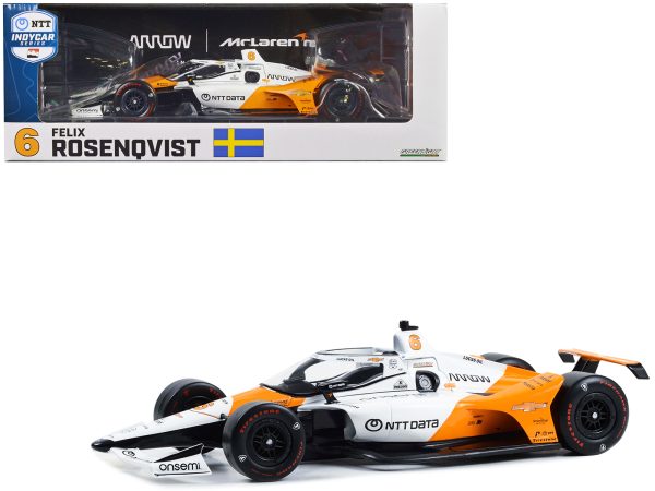 Dallara IndyCar #6 Felix Rosenqvist "NTT DATA" Arrow McLaren "60th Anniversary Triple Crown Accolade Indianapolis 500 Livery" "NTT IndyCar Series" (2023) 1/18 Diecast Model Car by Greenlight - Image 2