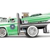 1966 Chevrolet C60 Flatbed Truck Green Metallic with White Top "Cadillac Service" and 1961 Cadillac Coupe Green Metallic with White Top "Muscle Transports" Series 1/64 Diecast Models by Muscle Machines - Image 2