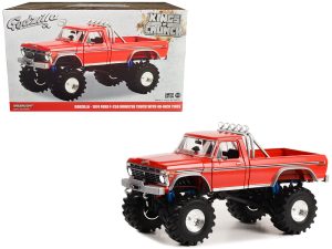 1974 Ford F-250 Monster Truck with 48-Inch Tires Red "Godzilla" "Kings of Crunch" Series 1/18 Diecast Model Car by Greenlight