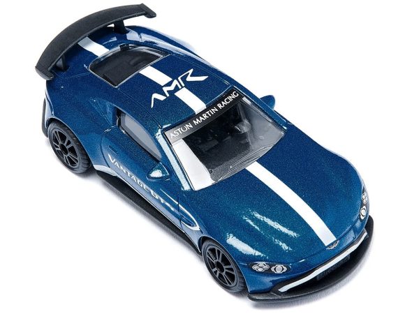 Aston Martin Vantage GT4 Blue Metallic with White Stripes Diecast Model Car by Siku - Image 2