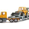 Truck with Low Loader Trailer and Front Loader Yellow Diecast Model by Siku - Image 2