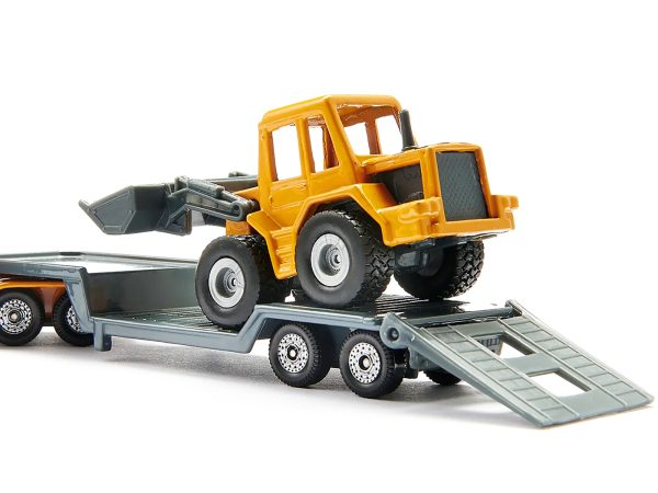 Truck with Low Loader Trailer and Front Loader Yellow Diecast Model by Siku - Image 3
