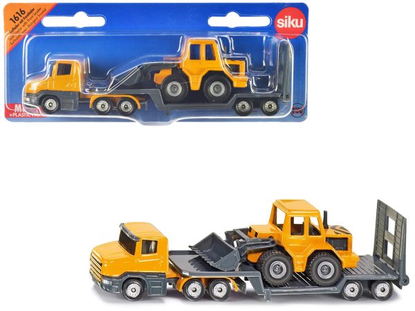 Truck with Low Loader Trailer and Front Loader Yellow Diecast Model by Siku - Image 5
