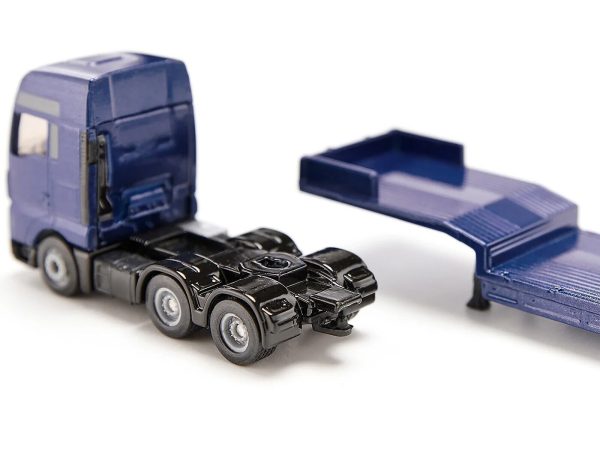 MAN Truck Blue Metallic with Low Loader Trailer and JCB 457 Wheel Loader Yellow 1/87 (HO) Diecast Model by Siku - Image 2