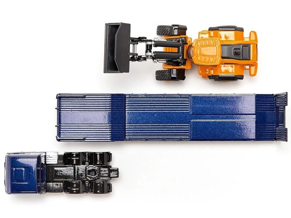 MAN Truck Blue Metallic with Low Loader Trailer and JCB 457 Wheel Loader Yellow 1/87 (HO) Diecast Model by Siku - Image 4