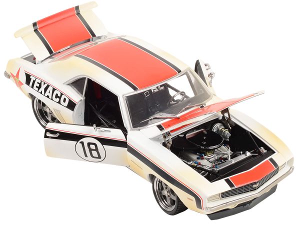 1969 Chevrolet Camaro RS #18 White with Red and Black Stripes (Raced Version) "Pro Touring - Texaco" Limited Edition to 498 pieces Worldwide 1/18 Diecast Model Car by GMP - Image 3