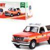 1996 Ford Bronco Police Red and White FDNY (The Official Fire Department the City of New York) "Artisan Collection" 1/18 Diecast Model Car by Greenlight