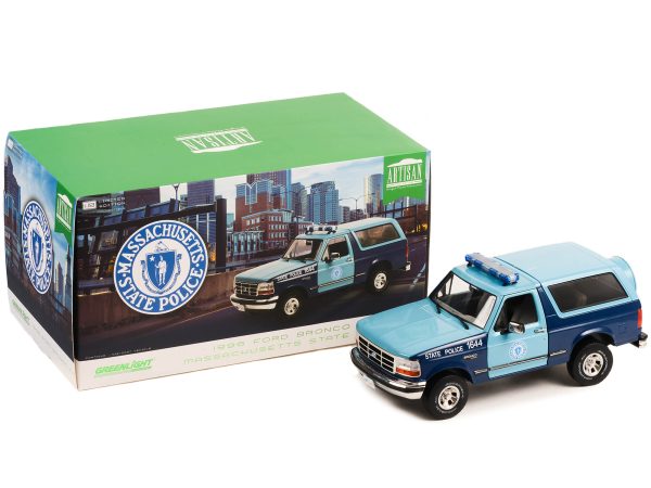 1996 Ford Bronco XLT Blue and Light Blue "Massachusetts State Police" "Artisan Collection" 1/18 Diecast Model Car by Greenlight - Image 3