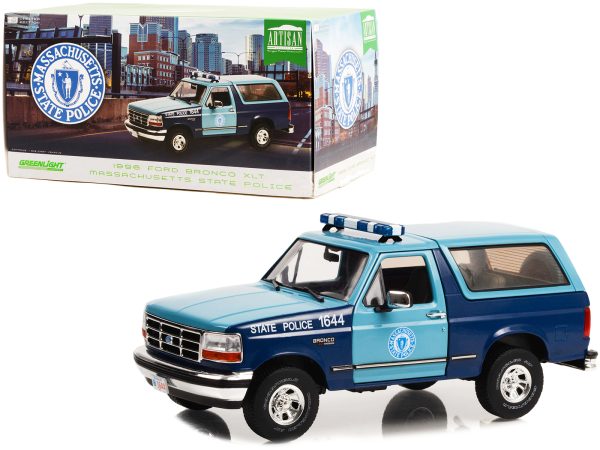 1996 Ford Bronco XLT Blue and Light Blue "Massachusetts State Police" "Artisan Collection" 1/18 Diecast Model Car by Greenlight - Image 2