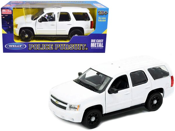 2008 Chevrolet Tahoe Unmarked Police Car White 1/24 Diecast Model Car by Welly - Image 2