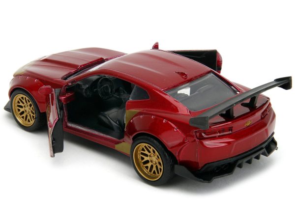 2016 Chevrolet Camaro Red Metallic and Gold and Iron Man Diecast Figure "The Avengers" "Hollywood Rides" Series 1/32 Diecast Model Car by Jada - Image 3