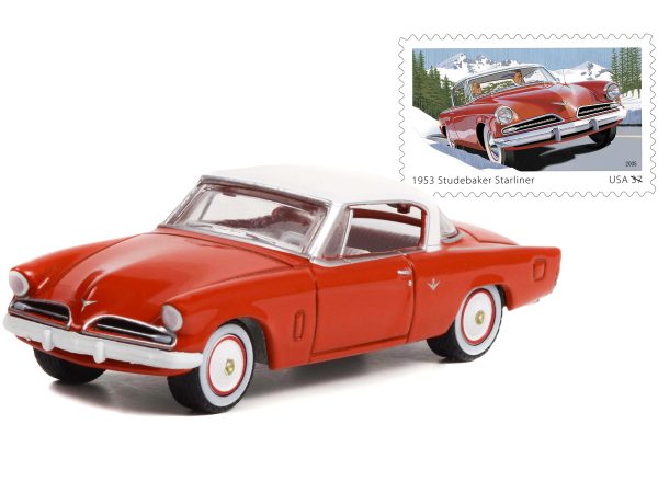 1953 Studebaker Starliner Red with White Top USPS (United States Postal Service) "America on the Move" "Hobby Exclusive" Series 1/64 Diecast Model Car by Greenlight - Image 2
