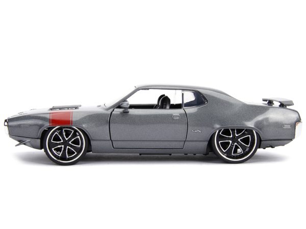 1972 Plymouth GTX 440 Metallic Gray with Red Stripe "Bigtime Muscle" 1/24 Diecast Model Car by Jada - Image 2