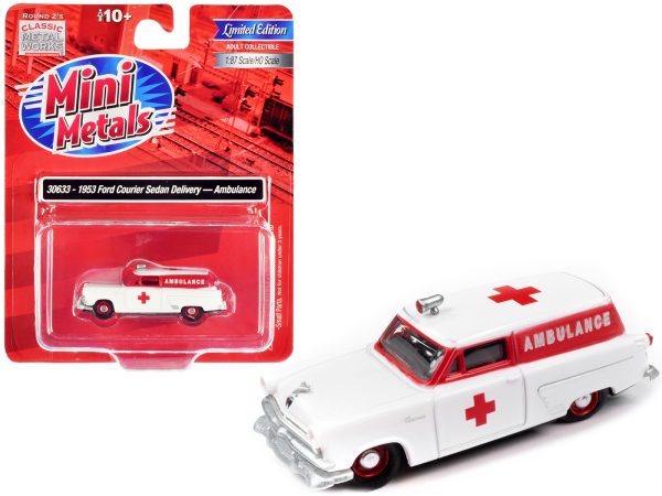 1953 Ford Courier Sedan Delivery Ambulance Red and White 1/87 (HO) Scale Model Car by Classic Metal Works - Image 2