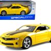 2010 Chevrolet Camaro SS RS Yellow with Black Stripes 1/18 Diecast Model Car by Maisto