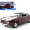 1968 Chevrolet Camaro Z/28 Coupe Maroon with Black Top and White Stripes 1/18 Diecast Model Car by Maisto