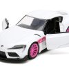 2020 Toyota Supra White Metallic with Pink Wheels "Pink Slips" Series 1/32 Diecast Model Car by Jada - Image 4
