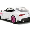 2020 Toyota Supra White Metallic with Pink Wheels "Pink Slips" Series 1/32 Diecast Model Car by Jada - Image 3