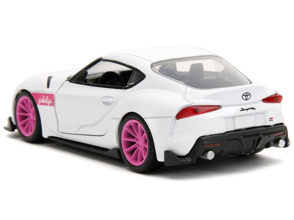 2020 Toyota Supra White Metallic with Pink Wheels "Pink Slips" Series 1/32 Diecast Model Car by Jada - Image 3