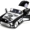 1957 Chevrolet Corvette Black with White Top and Wolfman Diecast Figure "Universal Monsters" "Hollywood Rides" Series 1/24 Diecast Model Car by Jada - Image 4