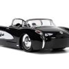 1957 Chevrolet Corvette Black with White Top and Wolfman Diecast Figure "Universal Monsters" "Hollywood Rides" Series 1/24 Diecast Model Car by Jada - Image 2