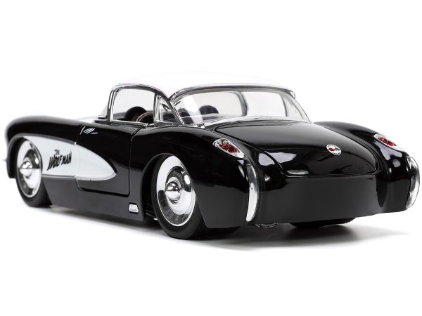 1957 Chevrolet Corvette Black with White Top and Wolfman Diecast Figure "Universal Monsters" "Hollywood Rides" Series 1/24 Diecast Model Car by Jada - Image 2