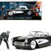 1957 Chevrolet Corvette Black with White Top and Wolfman Diecast Figure "Universal Monsters" "Hollywood Rides" Series 1/24 Diecast Model Car by Jada - Image 5