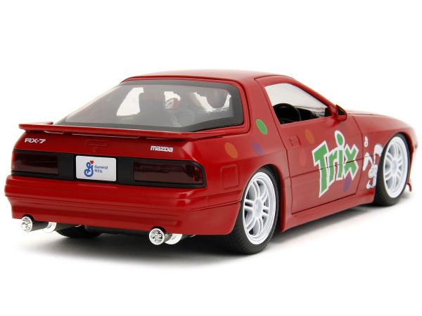 1985 Mazda RX-7 RHD (Right Hand Drive) Red with Graphics and Trix Rabbit Diecast Figure "Trix Cereal" "Hollywood Rides" Series 1/24 Diecast Model Car by Jada - Image 2