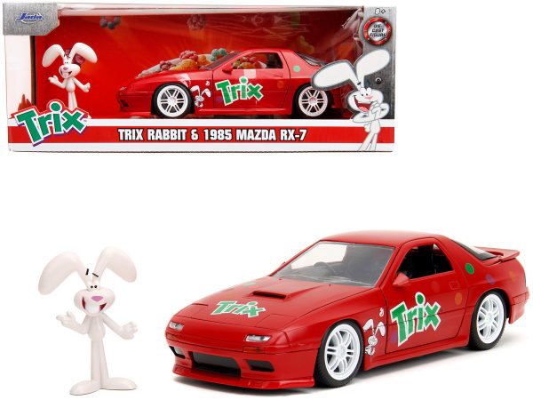 1985 Mazda RX-7 RHD (Right Hand Drive) Red with Graphics and Trix Rabbit Diecast Figure "Trix Cereal" "Hollywood Rides" Series 1/24 Diecast Model Car by Jada - Image 5