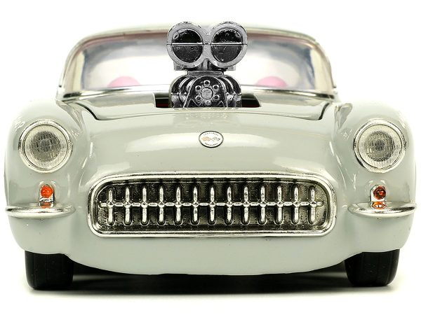 1957 Chevrolet Corvette Beige with Pink Interior with Bugs Bunny Figure "Looney Tunes" "Hollywood Rides" Series 1/24 Diecast Model Car by Jada - Image 4