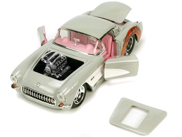 1957 Chevrolet Corvette Beige with Pink Interior with Bugs Bunny Figure "Looney Tunes" "Hollywood Rides" Series 1/24 Diecast Model Car by Jada - Image 2