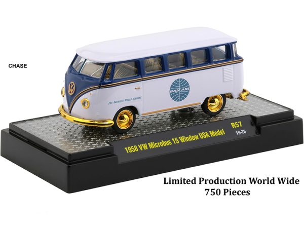 "Auto Trucks" Set of 6 pieces Release 57 "Pan American World Airways" (Pan Am) IN DISPLAY CASES 1/64 Diecast Model Cars by M2 Machines - Image 2