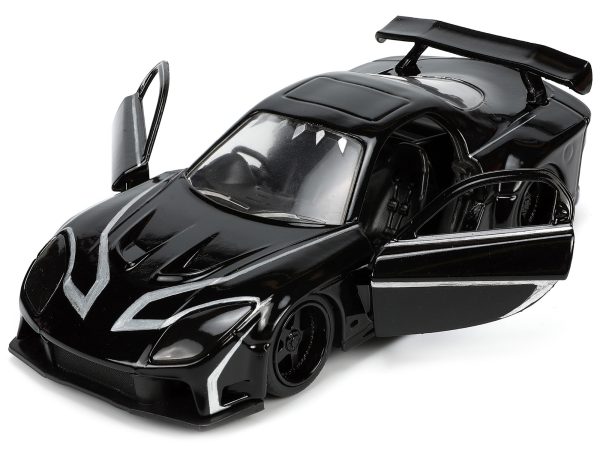 1995 Mazda RX-7 RHD (Right Hand Drive) Black and Black Panther Diecast Figure "The Avengers" "Hollywood Rides" Series 1/32 Diecast Model Car by Jada - Image 3