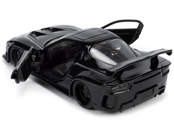 1995 Mazda RX-7 RHD (Right Hand Drive) Black and Black Panther Diecast Figure "The Avengers" "Hollywood Rides" Series 1/32 Diecast Model Car by Jada - Image 4