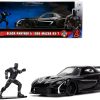 1995 Mazda RX-7 RHD (Right Hand Drive) Black and Black Panther Diecast Figure "The Avengers" "Hollywood Rides" Series 1/32 Diecast Model Car by Jada - Image 5