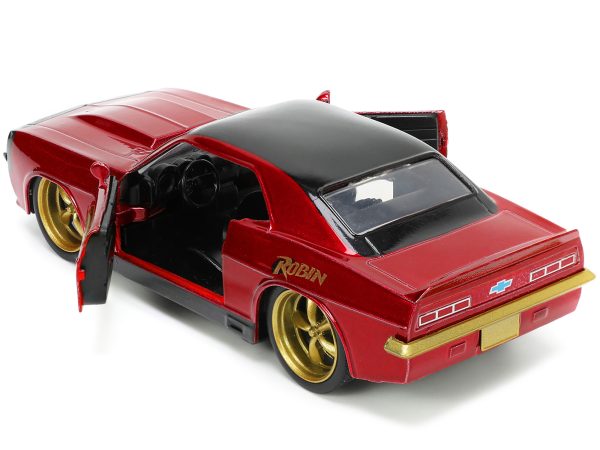 1969 Chevrolet Camaro Dark Red Metallic with Black Top and Robin Diecast Figure "Batman" "Hollywood Rides" Series 1/32 Diecast Model Car by Jada - Image 2