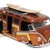 Volkswagen T1 Bus Brown with Graphics "Sheriff Woody" and Woody Diecast Figure and Surfboard "Toy Story" (1995) Movie "Hollywood Rides" Series 1/24 Diecast Model Car by Jada - Image 2