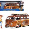 Volkswagen T1 Bus Brown with Graphics "Sheriff Woody" and Woody Diecast Figure and Surfboard "Toy Story" (1995) Movie "Hollywood Rides" Series 1/24 Diecast Model Car by Jada - Image 5