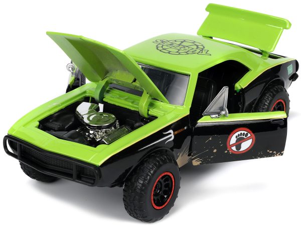 1967 Chevrolet Camaro Offroad Bright Green and Matt Black (Dirty Version) and Raphael Diecast Figure "Teenage Mutant Ninja Turtles" "Hollywood Rides" Series 1/24 Diecast Model Car by Jada - Image 2