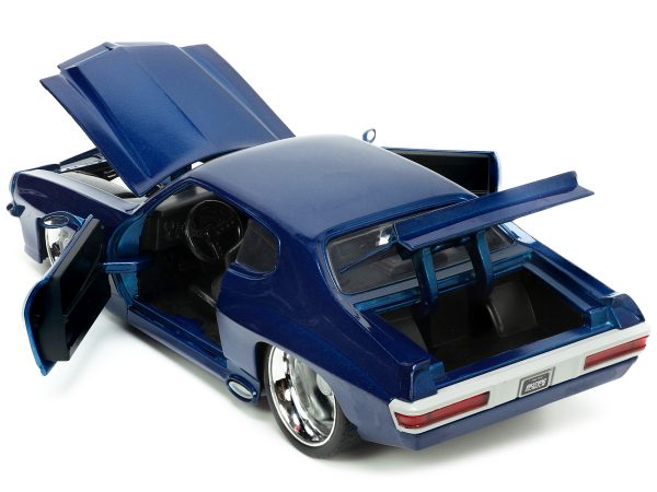 1971 Pontiac GTO Dark Blue Metallic "Bigtime Muscle" Series 1/24 Diecast Model Car by Jada - Image 3